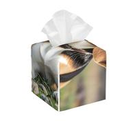 Pu Leather Cube Tissue Box Holders Modern Waterproof Square Tissue Box Cover Ovely Pet Dog Beagle Facial Paper Holder for Bathroom Kitchen Nightstand Office Home Decor