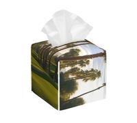 Pu Leather Cube Tissue Box Holders Modern Waterproof Square Tissue Box Cover Palm Tree Golf Course Facial Paper Holder For Bathroom Kitchen Nightstand Office Home Decor