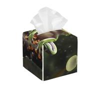 Pu Leather Cube Tissue Box Holders Modern Waterproof Square Tissue Box Cover Peace Tree Frog Facial Paper Holder for Bathroom Kitchen Nightstand Office Home Decor
