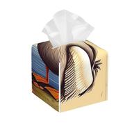 Pu Leather Cube Tissue Box Holders Modern Waterproof Square Tissue Box Cover Pelican Birds Facial Paper Holder For Bathroom Kitchen Nightstand Office Home Decor