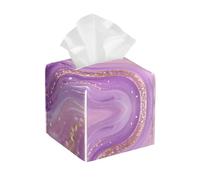 Pu Leather Cube Tissue Box Holders Modern Waterproof Square Tissue Box Cover Pink Purple Marble Facial Paper Holder For Bathroom Kitchen Nightstand Office Home Decor