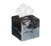Pu Leather Cube Tissue Box Holders Modern Waterproof Square Tissue Box Cover Pirate Ship At Sea Facial Paper Holder for Bathroom Kitchen Nightstand Office Home Decor