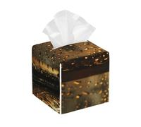 Pu Leather Cube Tissue Box Holders Modern Waterproof Square Tissue Box Cover Rain Hits The Window Facial Paper Holder For Bathroom Kitchen Nightstand Office Home Decor