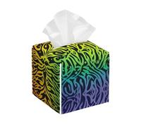 Pu Leather Cube Tissue Box Holders Modern Waterproof Square Tissue Box Cover Rainbow Pattern Background Facial Paper Holder For Bathroom Kitchen Nightstand Office Home Decor