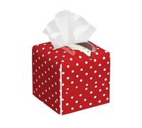 Pu Leather Cube Tissue Box Holders Modern Waterproof Square Tissue Box Cover Red Polka Dot Hedgehog Facial Paper Holder For Bathroom Kitchen Nightstand Office Home Decor