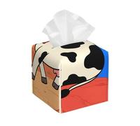 Pu Leather Cube Tissue Box Holders Modern Waterproof Square Tissue Box Cover Retro Western Cow Facial Paper Holder for Bathroom Kitchen Nightstand Office Home Decor
