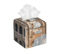 Pu Leather Cube Tissue Box Holders Modern Waterproof Square Tissue Box Cover Roman Colosseum Italian Flag Facial Paper Holder for Bathroom Kitchen Nightstand Office Home Decor