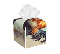 Pu Leather Cube Tissue Box Holders Modern Waterproof Square Tissue Box Cover Rooster And Hen Facial Paper Holder For Bathroom Kitchen Nightstand Office Home Decor