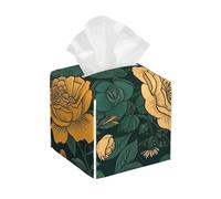 Pu Leather Cube Tissue Box Holders Modern Waterproof Square Tissue Box Cover Roses And Butterflies Facial Paper Holder For Bathroom Kitchen Nightstand Office Home Decor
