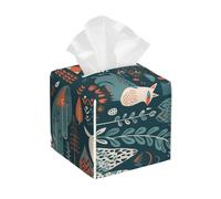 Pu Leather Cube Tissue Box Holders Modern Waterproof Square Tissue Box Cover Scandinavian Animals Facial Paper Holder For Bathroom Kitchen Nightstand Office Home Decor