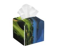 Pu Leather Cube Tissue Box Holders Modern Waterproof Square Tissue Box Cover Scenic Hawaii Golf Tropical Facial Paper Holder For Bathroom Kitchen Nightstand Office Home Decor