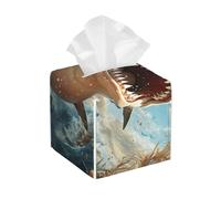 Pu Leather Cube Tissue Box Holders Modern Waterproof Square Tissue Box Cover Shark With Open Mouth Facial Paper Holder For Bathroom Kitchen Nightstand Office Home Decor
