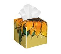Pu Leather Cube Tissue Box Holders Modern Waterproof Square Tissue Box Cover Shine Like A Sunflower Facial Paper Holder For Bathroom Kitchen Nightstand Office Home Decor