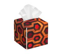 Pu Leather Cube Tissue Box Holders Modern Waterproof Square Tissue Box Cover Shining Overlook Facial Paper Holder for Bathroom Kitchen Nightstand Office Home Decor