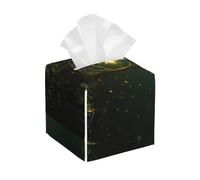 Pu Leather Cube Tissue Box Holders Modern Waterproof Square Tissue Box Cover Shining Star Facial Paper Holder For Bathroom Kitchen Nightstand Office Home Decor