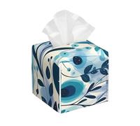 Pu Leather Cube Tissue Box Holders Modern Waterproof Square Tissue Box Cover Simple Flowers Facial Paper Holder For Bathroom Kitchen Nightstand Office Home Decor
