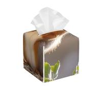 Pu Leather Cube Tissue Box Holders Modern Waterproof Square Tissue Box Cover Squirrel Funny Animal Facial Paper Holder for Bathroom Kitchen Nightstand Office Home Decor