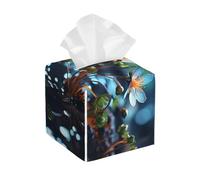 Pu Leather Cube Tissue Box Holders Modern Waterproof Square Tissue Box Cover There Are Different Little Flowers Facial Paper Holder For Bathroom Kitchen Nightstand Office Home Decor