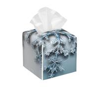 Pu Leather Cube Tissue Box Holders Modern Waterproof Square Tissue Box Cover Transparent Snowflake Facial Paper Holder For Bathroom Kitchen Nightstand Office Home Decor