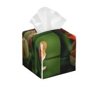 Pu Leather Cube Tissue Box Holders Modern Waterproof Square Tissue Box Cover Tulips In The Garden Facial Paper Holder For Bathroom Kitchen Nightstand Office Home Decor