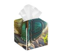 Pu Leather Cube Tissue Box Holders Modern Waterproof Square Tissue Box Cover Turtle Facial Paper Holder for Bathroom Kitchen Nightstand Office Home Decor