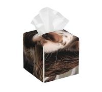 Pu Leather Cube Tissue Box Holders Modern Waterproof Square Tissue Box Cover Two Dogs On The Beach Facial Paper Holder For Bathroom Kitchen Nightstand Office Home Decor