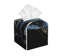 Pu Leather Cube Tissue Box Holders Modern Waterproof Square Tissue Box Cover Two Elephants On Black Background Two Elephants Facial Paper Holder For Bathroom Kitchen Nightstand Office Home Decor