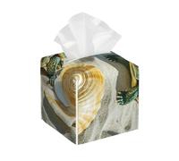 Pu Leather Cube Tissue Box Holders Modern Waterproof Square Tissue Box Cover Two Turtles and Shells Facial Paper Holder for Bathroom Kitchen Nightstand Office Home Decor