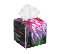 Pu Leather Cube Tissue Box Holders Modern Waterproof Square Tissue Box Cover Water Lily Light And Shadow Facial Paper Holder For Bathroom Kitchen Nightstand Office Home Decor
