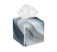 Pu Leather Cube Tissue Box Holders Modern Waterproof Square Tissue Box Cover Wave Motion Image Facial Paper Holder For Bathroom Kitchen Nightstand Office Home Decor
