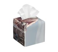 Pu Leather Cube Tissue Box Holders Modern Waterproof Square Tissue Box Cover White Buddha Statue Facial Paper Holder For Bathroom Kitchen Nightstand Office Home Decor
