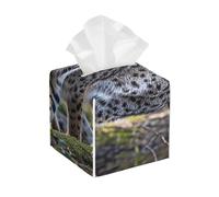 Pu Leather Cube Tissue Box Holders Modern Waterproof Square Tissue Box Cover Wild Bobcat Facial Paper Holder for Bathroom Kitchen Nightstand Office Home Decor