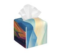 Pu Leather Cube Tissue Box Holders Modern Waterproof Square Tissue Box Cover Windmill Flat Illustration Facial Paper Holder For Bathroom Kitchen Nightstand Office Home Decor