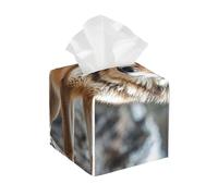 Pu Leather Cube Tissue Box Holders Modern Waterproof Square Tissue Box Cover Wolf Facial Paper Holder for Bathroom Kitchen Nightstand Office Home Decor
