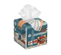 Pu Leather Cube Tissue Box Holders Modern Waterproof Square Tissue Box Cover Women's Nutcracker Ballet Xmas Dance Facial Paper Holder for Bathroom Kitchen Nightstand Office Home Decor