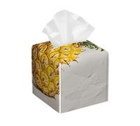 Pu Leather Cube Tissue Box Holders Modern Waterproof Square Tissue Box Cover Yellow Pineapple Facial Paper Holder for Bathroom Kitchen Nightstand Office Home Decor