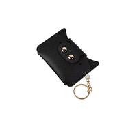 PU Leather Cute Cartoon Pig Shaped Mini Wallet with Keychain Girl's ID Card Bag Contraceptive Box(Black)