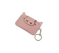 PU Leather Cute Cartoon Pig Shaped Mini Wallet with Keychain Girl's ID Card Bag Contraceptive Box(Pink)