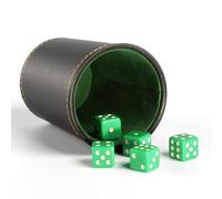 PU Leather Dice Cup Set, Dice Rolling Cup, Quiet Felt Interior Dice Shaker Cup with 5 Dices, Dice Games for Liars Dice Farkle Y-ahtzee Board Games Bar P-arty Indoor Entertainment
