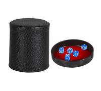 PU Leather Dice Cup Set with Lid & 6 Blue Translucent Dices, Dice Shaker Cup with Velvet Interior, Quiet in Shaking for Liars Dice Farkle Yahtzee Games Board Game, Dice Rolling Set for Bar Club Party