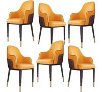 PU Leather Dining Chairs Set of 6 - Modern Decorative Armchairs for Living Room & Kitchen withCarbon Steel Legs - Perfect for Home & Commercial Restaurants