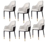 PU Leather Dining Chairs Set of 6 - Stylish Carbon Steel Legs - Modern Living Room & Kitchen Furniture - Decorative Armchairs for Home & Restaurant Use
