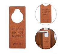 PU Leather Do Not Disturb Please Knock Sign with Brown Design for Hotel, Bar and Meeting Room Door Hangers