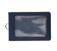 PU Leather Double Cards Vertical Style ID Business Badge Holders Deep Blue