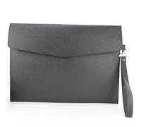 PU Leather Envelope A4 Handheld File Bag Large Capacity Documents Envelope File Holder(Noir)
