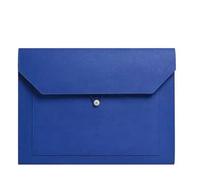 PU Leather Envelope A4 Invoice File Zip Lock Bag A4 Briefcase Contract Envelope File Holder(Blue)