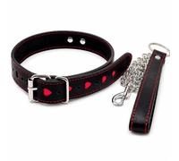 PU Leather Erotic Fantasy Heart-shaped Bondage Neck Choker Collar With Chain Lead Leash Restraints BDSM Play Set for Couples Restraint Adult Couple Sex Toy Roleplay Gear Cosplay Set SM Games Magicnitz