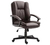 HOMCOM Swivel Executive Office Chair Mid Back PU Leather Chair w/ Arm, Brown