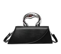 PU Leather Fashion Handbag Women Girls Solid Crossbody Bag Top Handle Bag(Black)