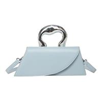PU Leather Fashion Handbag Women Girls Solid Crossbody Bag Top Handle Bag (Blue)